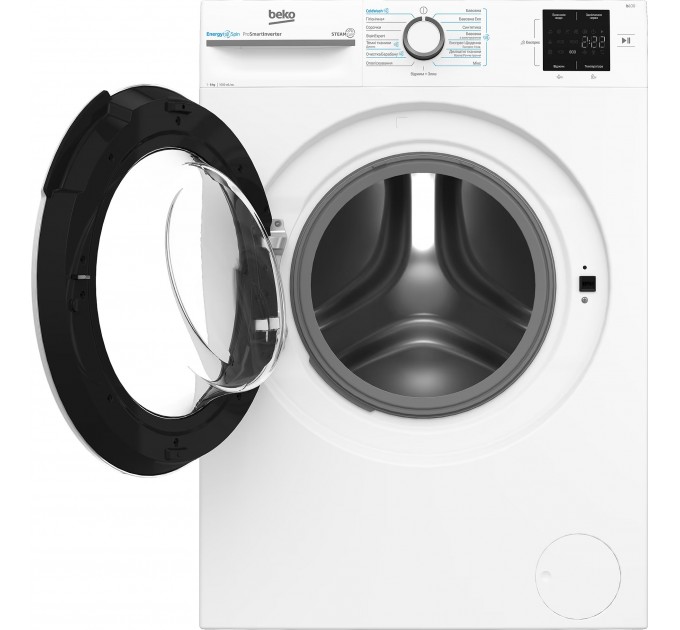 Стиральная машина Beko фронтальная, 8кг, 1000, A+++, 55см, дисплей, инвертор, пар, белый