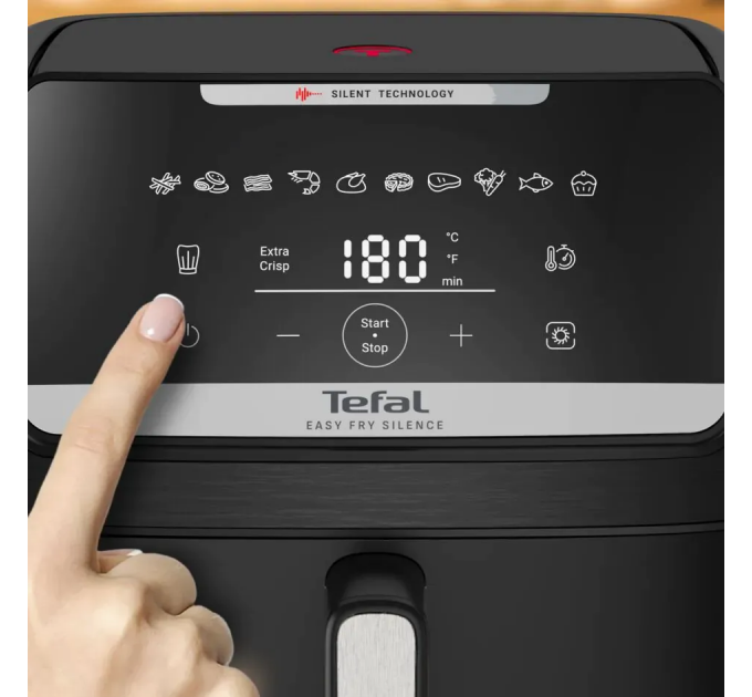 Мультипечь Tefal Easy Fry Silence XXL, 1800Вт, чаша-7л, сенсорное управл., пластик, черный