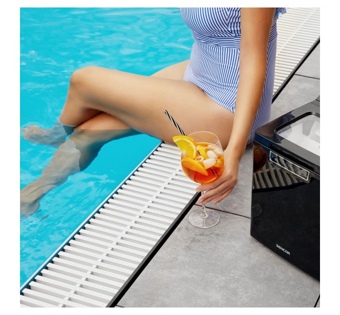 Льодогенератор побутовий Sencor SIM3000BK, 105 Вт, 12 кг/добу, об'єм 1.9л, приготування за 9 хв, 2 розміри льоду, чорний