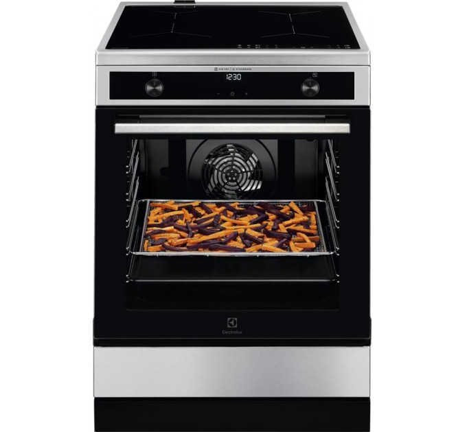 Плита Electrolux электрическая индукционная, 73л, 60x60см, дисплей, конвекция, пар, нерж