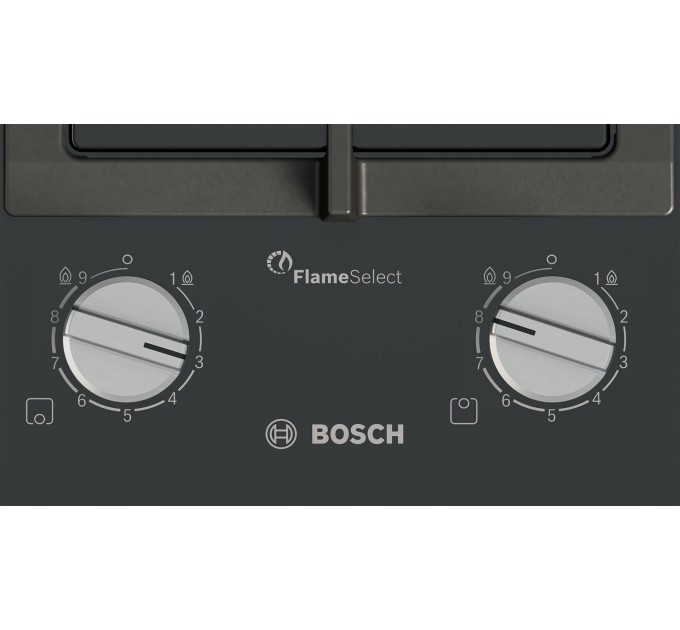 Варочная поверхность Bosch газ на стекле, 30см, Домино, чугун, черный
