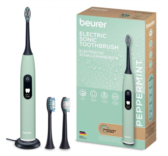 Щетка зубная электр. Beurer Peppermint GP, 80т. колеб/мин, насадок-2, 5 режимов, мятный