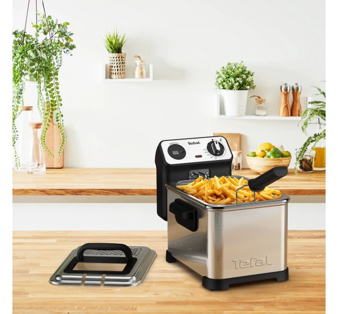 Фритюрниця Tefal Filtra Pro, 2400Вт, ємність-3л, механічне керув., від 150°C до 190°C нержавіюча сталь, черный