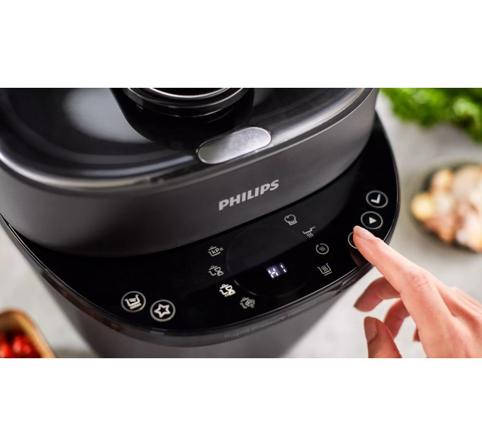 Мультиварка-скороварка Philips All-in-One Cooker, 1000Вт, чаша-5л, электронное управл., пластик, черный