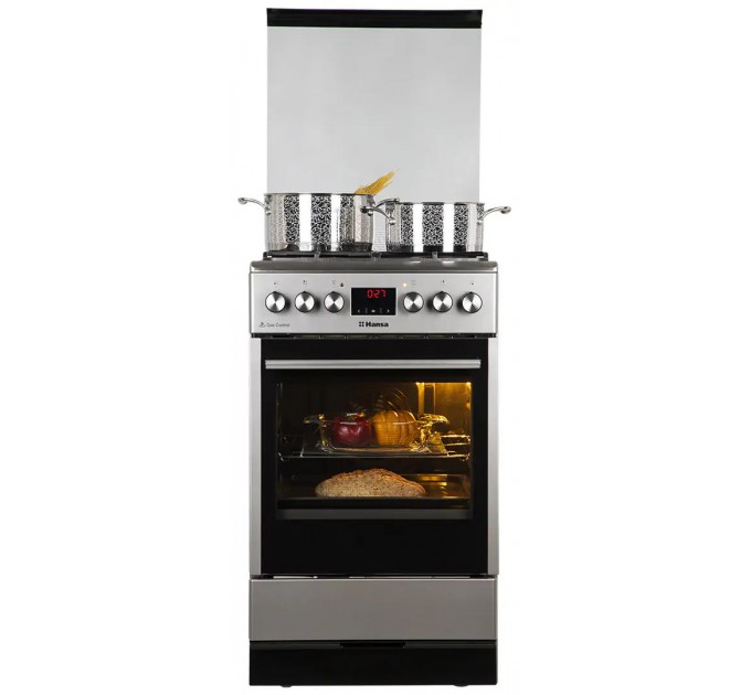 Плита Hansa комби, 62л, 50x60см, дисплей, конвекция, чугун, нерж