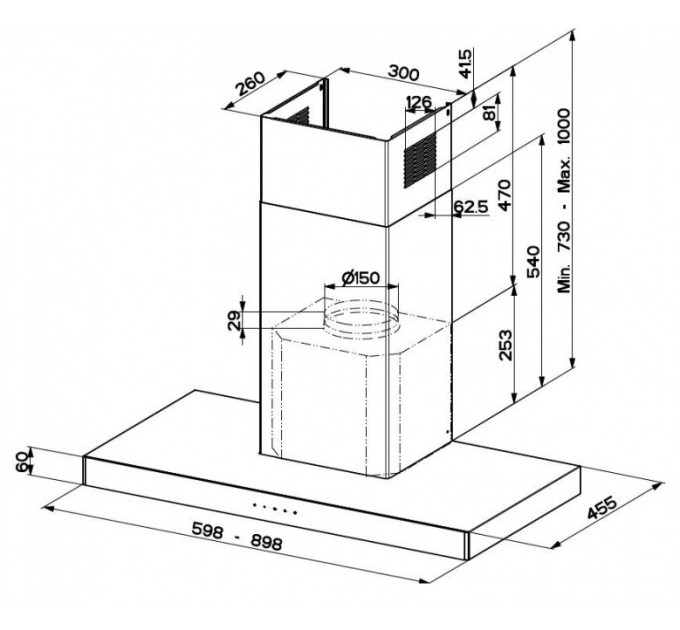 Вытяжка Faber купольная, 90см, 1186м.куб/ч, Stilo Glass Smart X/V A90, нерж