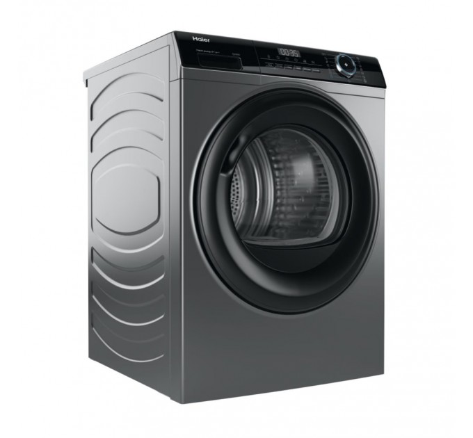 Сушильная машина Haier тепловой насос, 9кг, A+++, 59,5см, дисплей, пар, серебристый