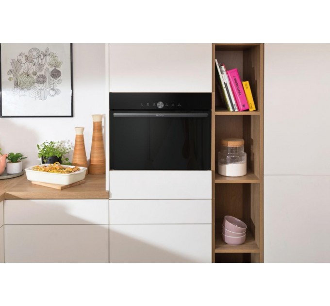 Духовой шкаф Gorenje электрический компактный, 50л, A+, дисплей, ф-ция СВЧ, черный