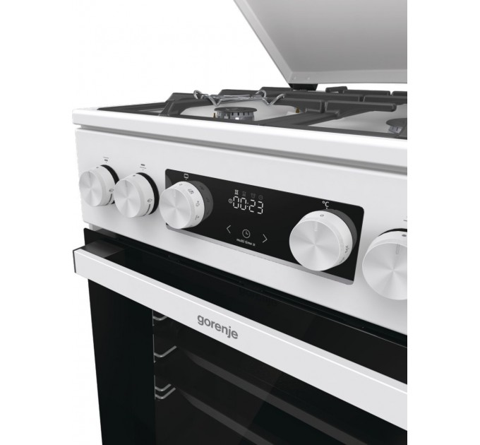 Плита Gorenje комби, 70л, 50x60см, IconLed, чугун, с крышкой, белый