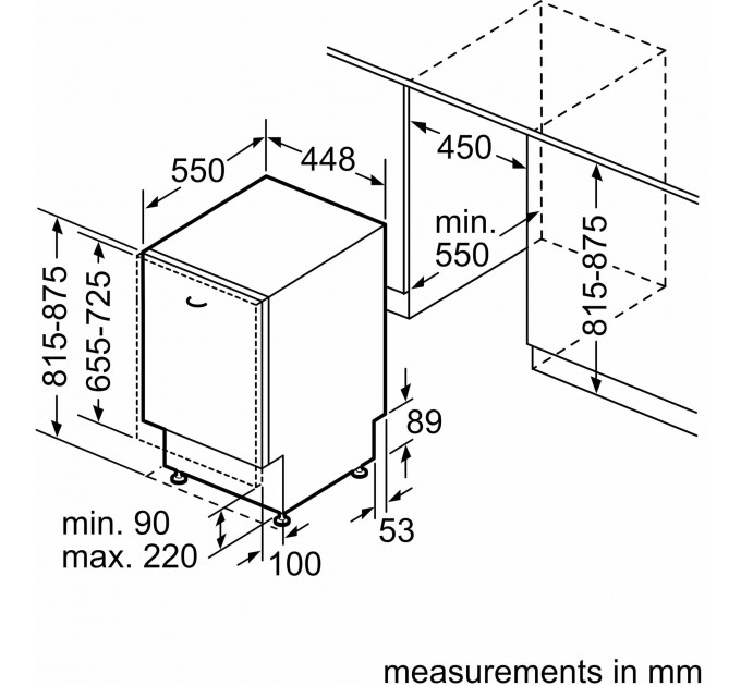 Посудомоечная машина Bosch встраиваемая, 9 компл., F, 45см, белый