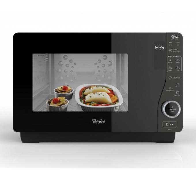 Мікрохвильова піч Whirlpool, 25л, електронне упр., 800Вт, гриль, дисплей, чорний