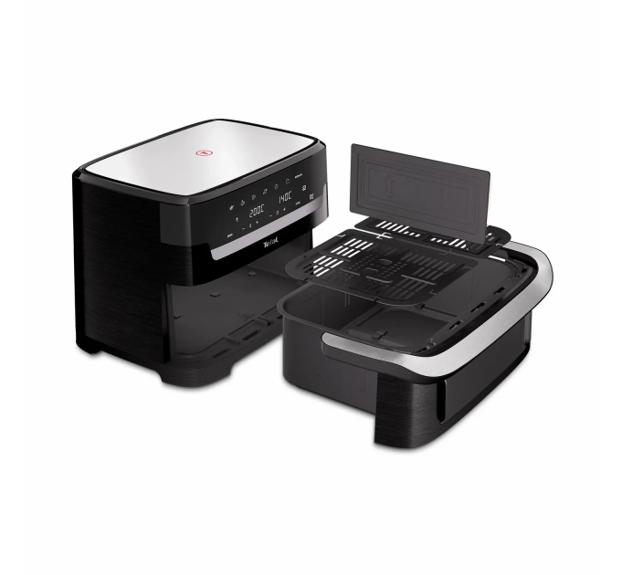Мультипечь Tefal Dual Easy Fry Flex, 2700Вт, чаша-5.5+3.5л, сенсорное управл., 2 чаши, гриль, пластик, черный