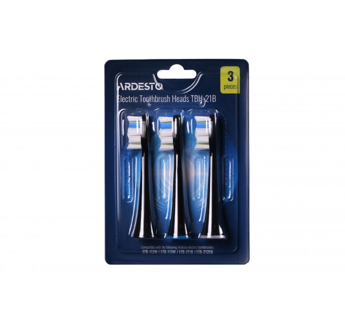 Насадка для электрических зубных щеток ARDESTO (ETB-212CB, ETB-211B, ETB-113W, ETB-112W), чёрная, 3 шт. в комплекте