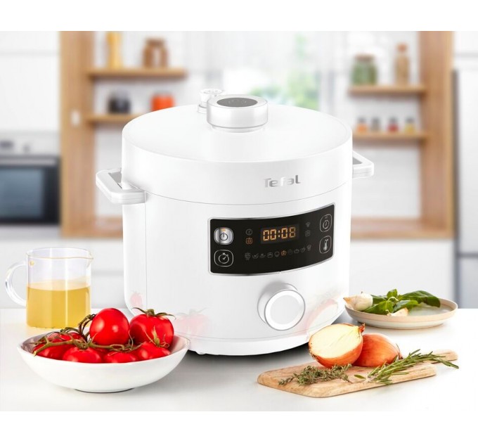 Мультиварка-скороварка Tefal Turbo Cuisine , 1000Вт, чаша-4.8л, механічне керув., пластик, білий