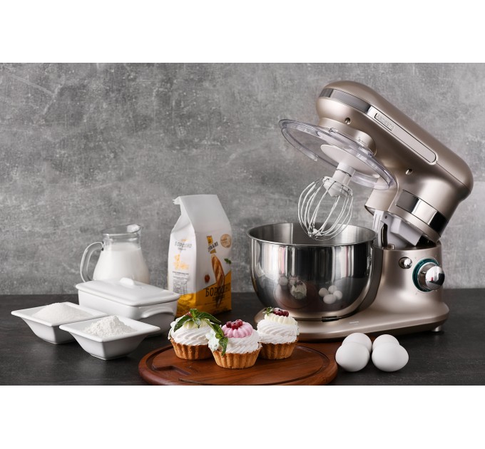 Міксер ARDESTO планетарний 800Вт, насадки-3, чаша-нерж., метал, 4л, Pulse-режим, жовтий