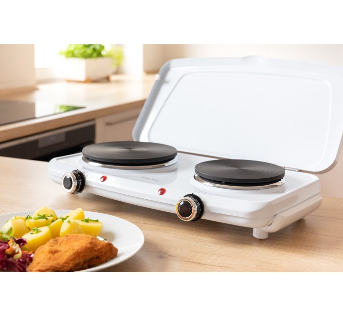 Плитка настольная Sencor электрическая, комф. - 2 на 2.5кВт, 15 и 18 см, управл. - мех., белый