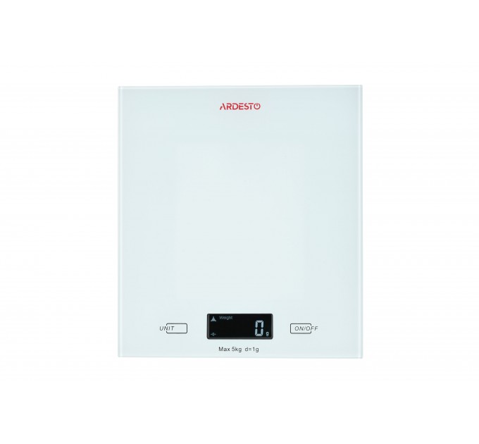 Весы ARDESTO кухонные, 5кг, AAAx2 в компл, стекло, белый