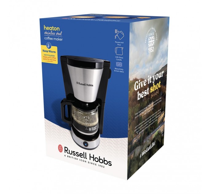 Кавоварка Russell Hobbs Heaton, 1.25л, мелена, чорно-срібний