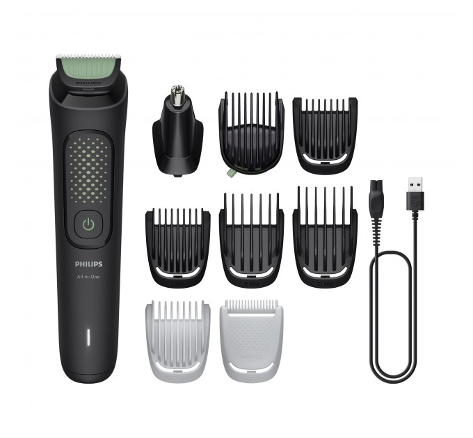 Триммер універсальний Philips All-in-One Trimmer 3000 Series для лица, головы, тела, акум., насадок-9, сталь, черный