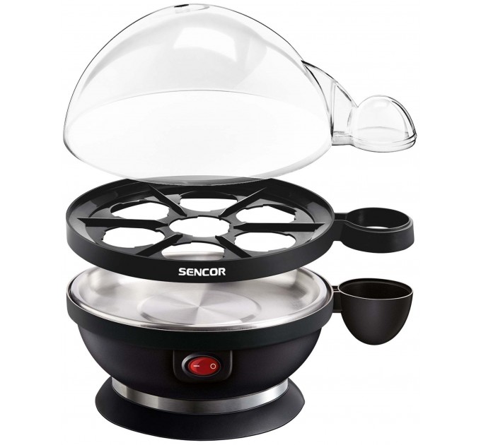 Яйцеварка Sencor, 380Вт, механічне керув., 3 рівня приготування, на 7 яєць, пластик, чорний