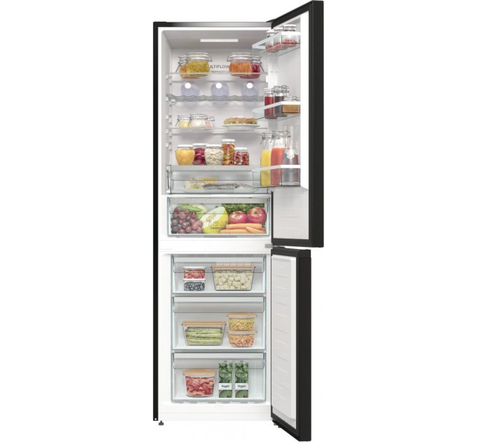 Холодильник Gorenje NRK619EABXL4 с нижн. мороз. камерой, 185х60х60см, 2 дв., Х- 204л, М- 96л, A+, NoFrost Plus, Fresh zone, черный