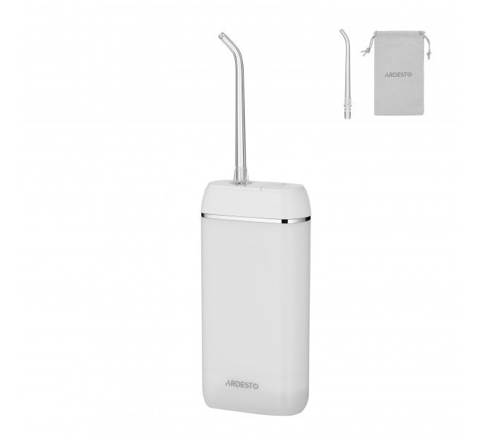 Ирригатор ARDESTO портативний, чаша 140 мл, Li-ion аккум. в компл., белый