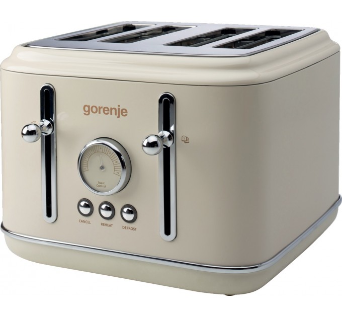 Тостер Gorenje 950Вт, функц. разморозки, автоотключение, пластик + металл, бежевый