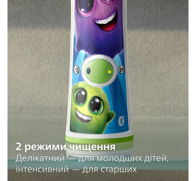 Щітка зубна електр. Philips, Sonicare For Kids, 62т. колив/хв, насадок-2, світло-зелений