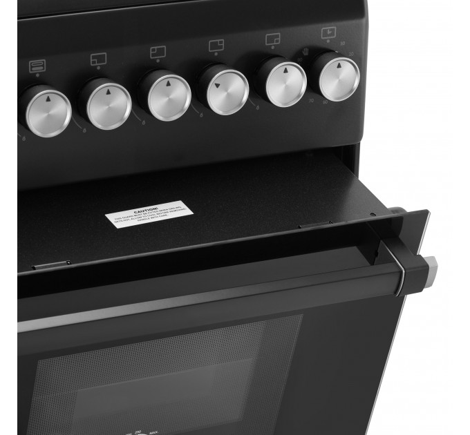 Плита ARDESTO газова, 50л, 50x60см, скляна кришка, електропідпал, таймер, термометр, каво адаптер, форсунки LPG (підключення газового балона), чорний