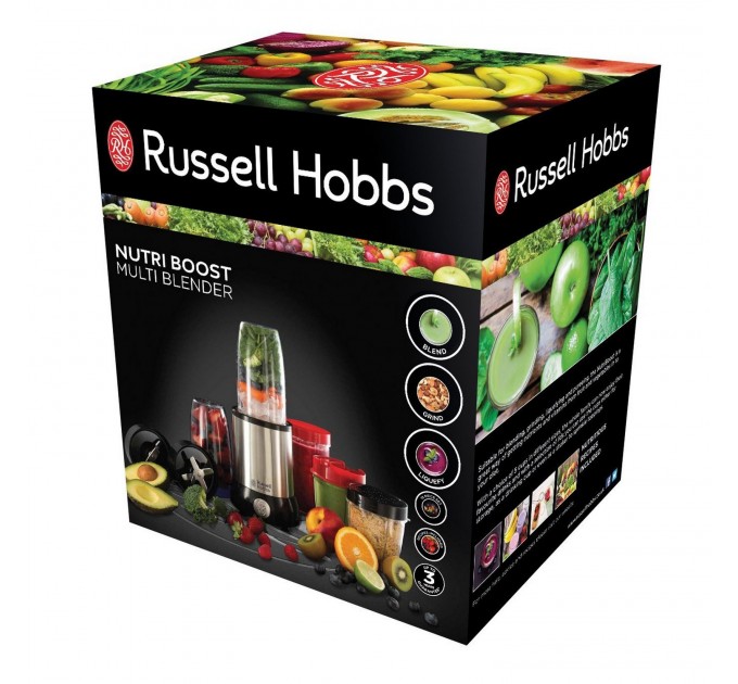 Блендер Russell Hobbs стационарный Nutri Boost 700Вт, чаша-700мл, чопер 300мл, серебристо-черный