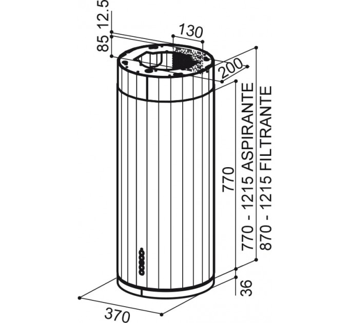 Витяжка Faber острівна, 37см, 1169м.куб/год, Corinthia Isola Ev8+ Dg Matt/Concrete A37, темно-сірий матовий
