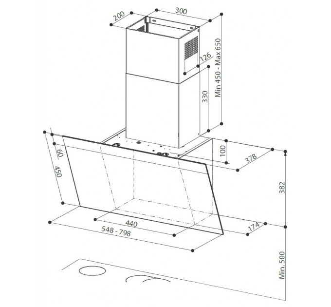 Вытяжка Faber наклонная, 80см, 1290м.куб/ч, Daisy Bk A80, черный