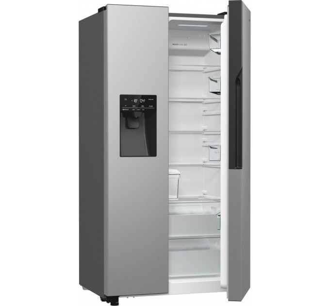 Холодильник SBS Gorenje, 179х70х92см, 2 дв., 376(190)л, А++, NF+, Инв. , Зона св-ти, диспенсер, генератор льда, Внешн.диспл, нерж