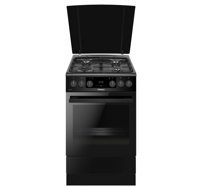 Плита Hansa комбінована, 65л, 50x60см, дисплей, конвекція, чавун, чорний