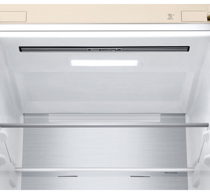 Холодильник LG с нижн. мороз., 203x60х68, холод.отд.-277л, мороз.отд.-110л, 2дв., E, NF, инв., диспл внешн., Fresh Сonverter, Metal Fresh, бежевый