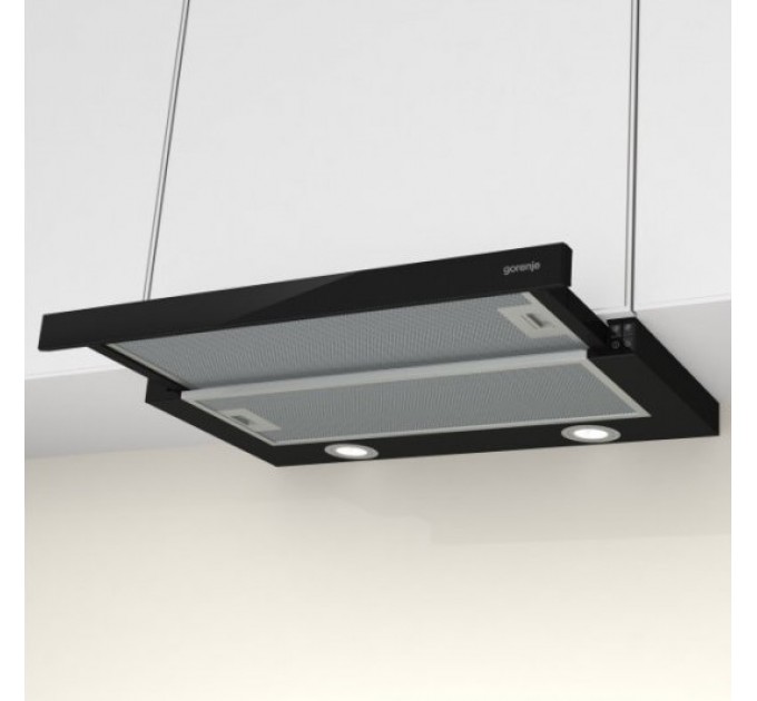 Вытяжка Gorenje телескопическая, 60см, 450м.куб/ч, черный