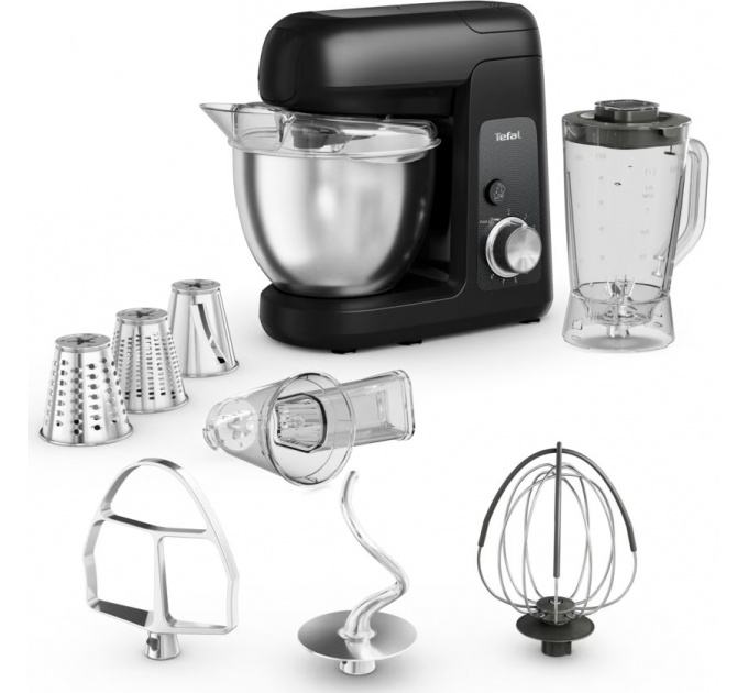 Кухонная машина Tefal Bake Partner 1100Вт, чаша-металл, корпус-пластик, насадок-6, черный