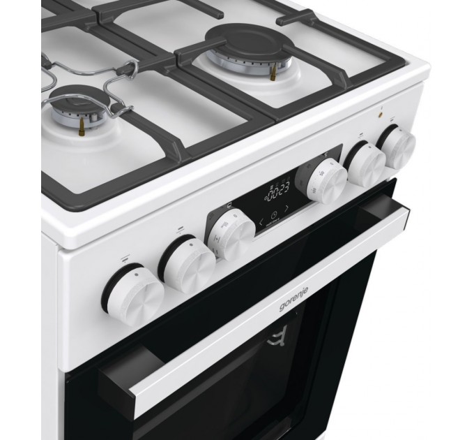 Плита Gorenje комби, 70л, 50x60см, IconLed, чугун, с крышкой, белый