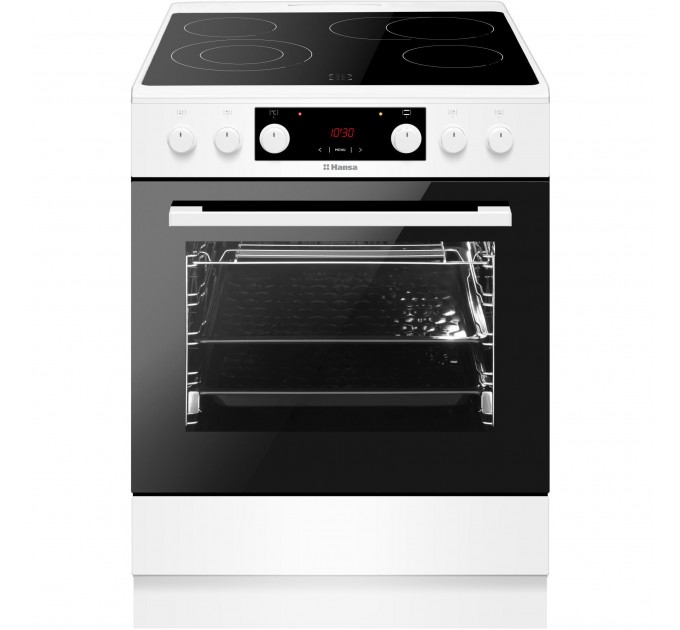 Плита Hansa электрическая стеклокерамическая, 60х60см, 65л, дисплей, белый