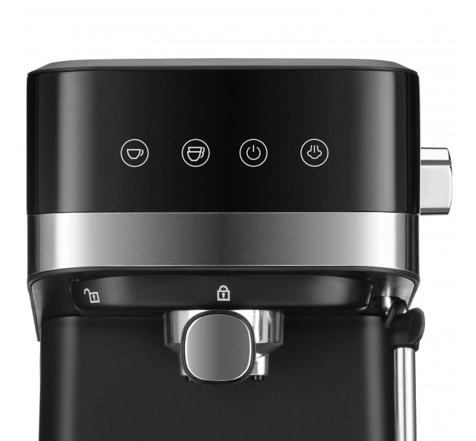 Кавоварка ARDESTO ріжкова 1.5л, мелена, ручний капучинатор, сенсорне керування, чорно-сріблястий