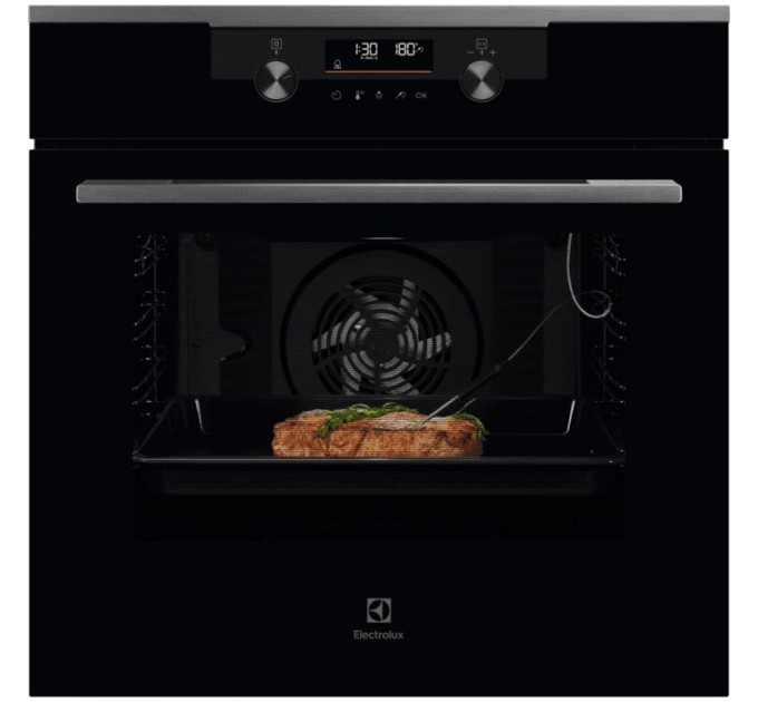 Духовой шкаф Electrolux электрический, 72л, A+, пар, дисплей, конвекция, пиролиз, телескопические направляющие, черный