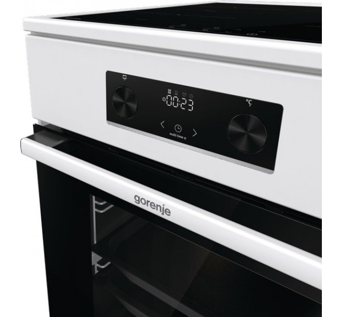 Плита Gorenje электрическая индукционная, 70л, 50x60см, дисплей, программатор IconLed, обьединение комфорок, белый