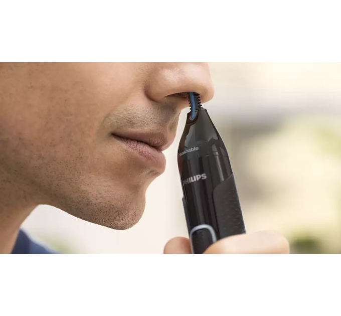 Триммер Philips Series 5000 для бороды, усов, окантовки,бровей, носа и ушей, 1хАА, насадок-4, чехол, сталь, черный