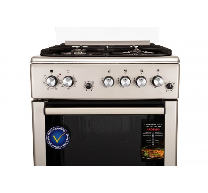 Плита ARDESTO комби, 64л, 60x60см, конвекция, чугун, подсветка, форсунки LPG (подключение газового баллона), съемные направляющие, серебристый