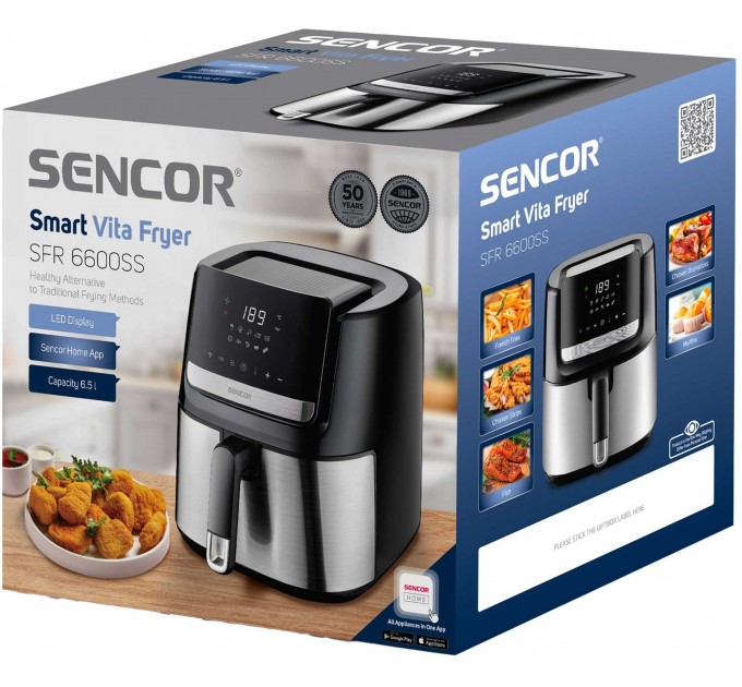 Мультипечь Sencor Vita, 1600Вт, чаша-6.5л, сенсорное управл., 10 программ, нерж. сталь, пластик, черный