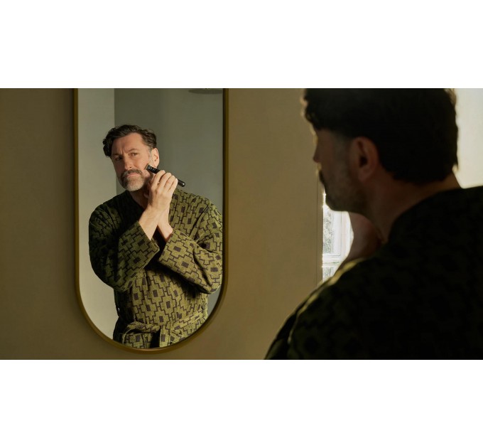 Триммер Philips Series 9000 для бороды, усов,головы, тела, интим.зон, акум., насадок-19, OneBlade в компл., сталь, серый