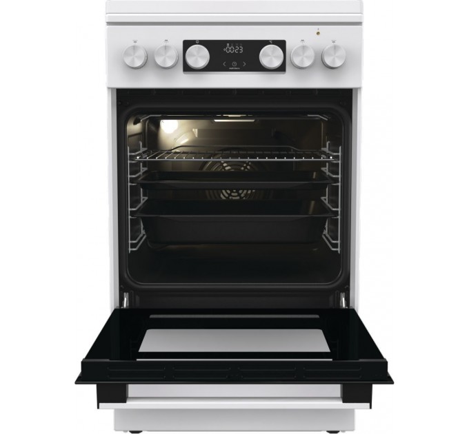 Плита Gorenje комби, 70л, 50x60см, IconLed, чугун, с крышкой, белый