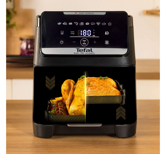 Мультипечь Tefal Easy Fry Silence XXL, 1800Вт, чаша-7л, сенсорное управл., пластик, черный