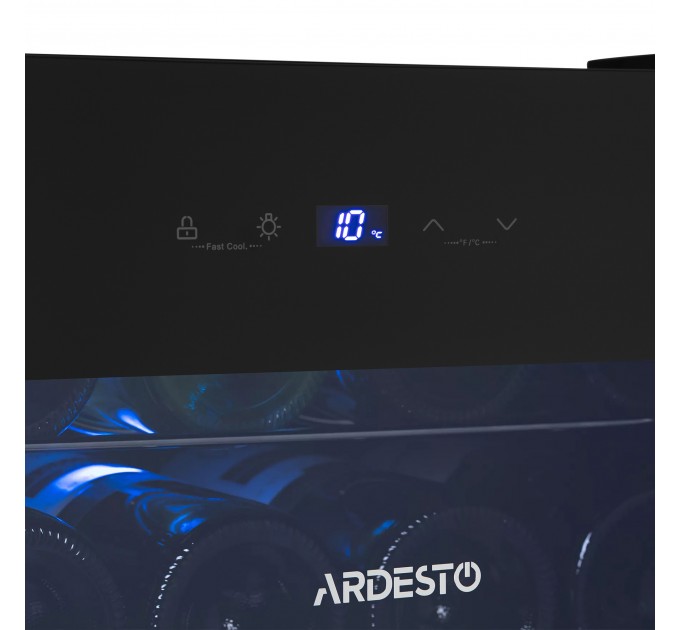 Холодильник ARDESTO для вина, 84.2x48х44, мороз.отд.-96л, зон - 1, бут-34, ST, диспл внутр., черный