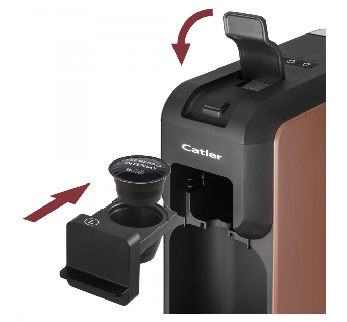Кавоварка Catler капсульна Porto 0.8л, капсули, мелена кава, механічне керування, чорно-мідний